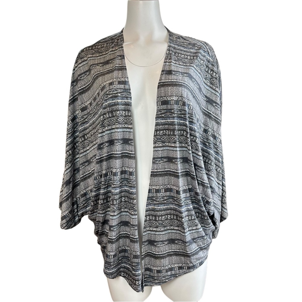 JAC Open Front Cardigan Patterned Gray Layering Coverup XS